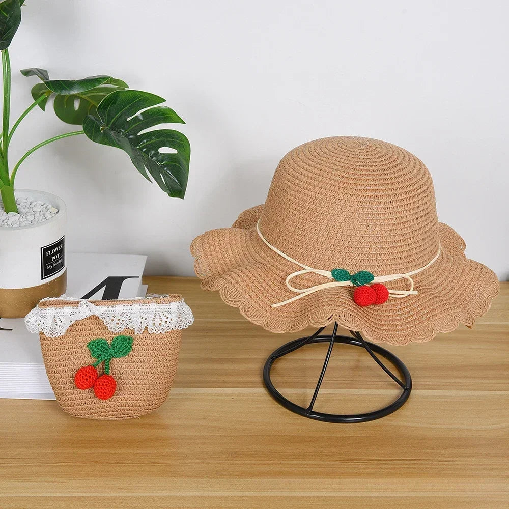 Kids Straw Sun Hat for Girls Summer Beach Cap 2-7 Years - photo 13