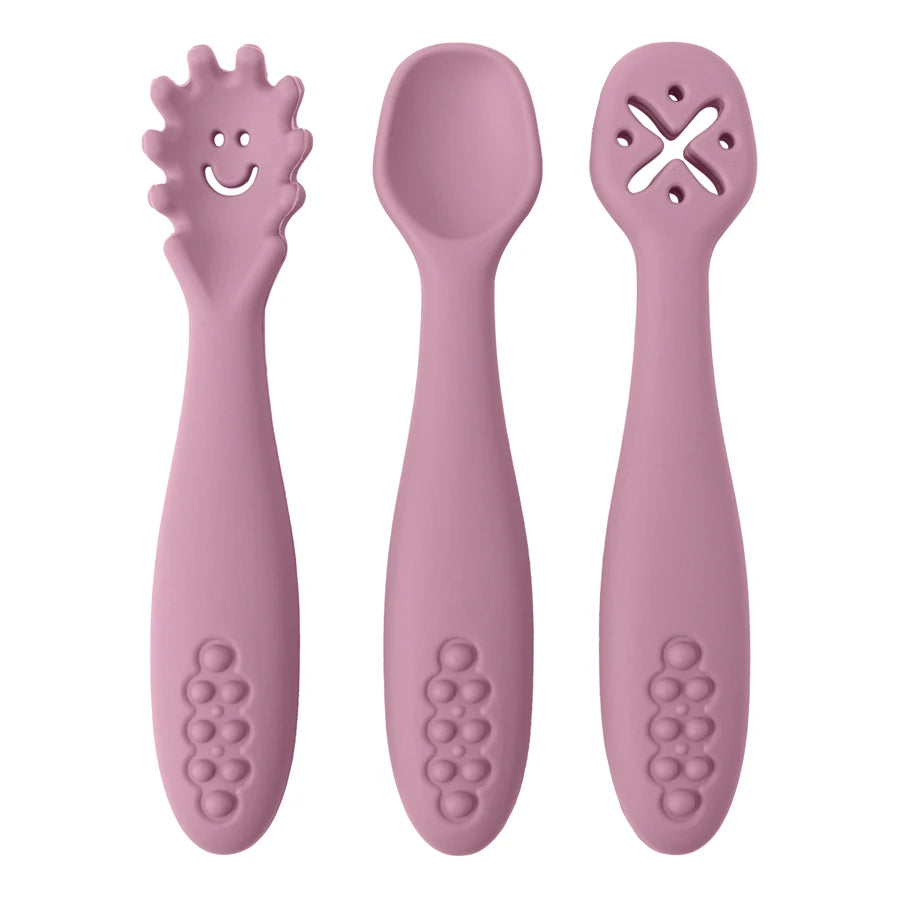 Baby learning spoons 3-pack soft silicone weaning utensils set