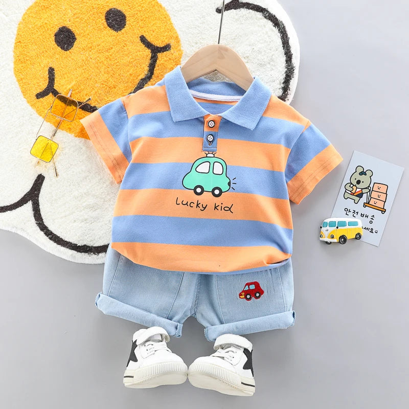 Boys' Polo Shirt & Denim Shorts Set – 2-Piece Summer Outfit - photo 1
