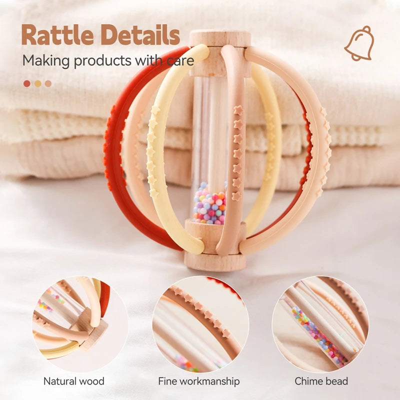 Baby Wooden Rattle & Silicone Teether Ball — photo 4