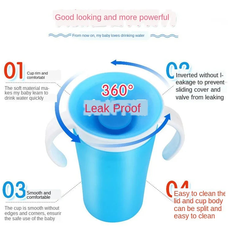 Magic transforming baby cup 240ml leak-proof learning cup