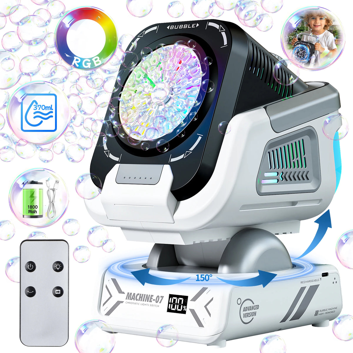 automatic remote control bubble machine for kids - photo 1