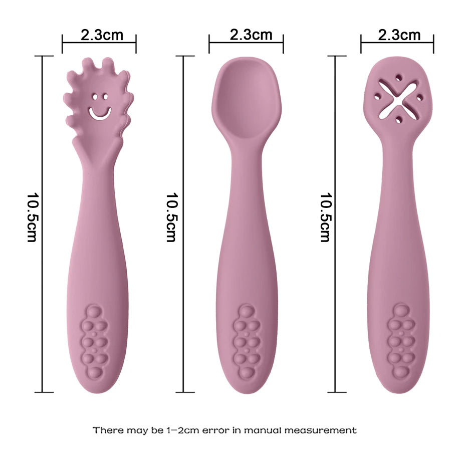 Silicone Baby Self-Feeding Set — 3-Piece Spoon, Fork & Masher | 6M+ - photo 4