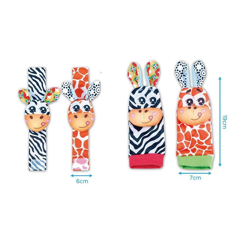 Baby Wrist Rattles & Animal Socks Set – Sensory Toys for Newborns (0–12M)