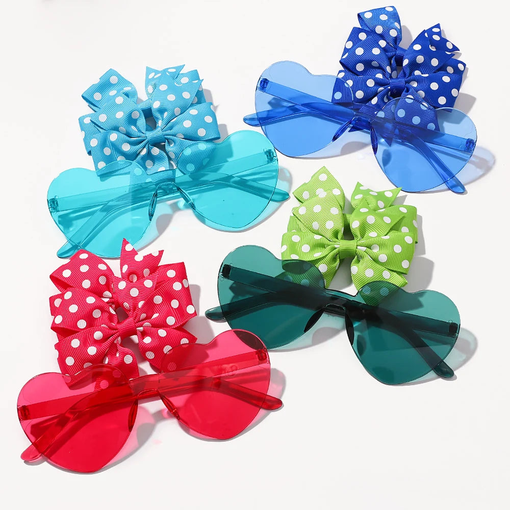 Girls Hair Accessories Set – Bows, Clips & Heart Sunglasses | 3 Pcs - photo 3