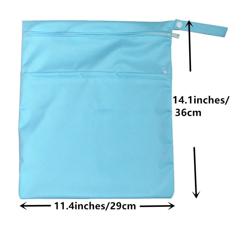 Wet dry diaper bag two-zip waterproof reusable pouch