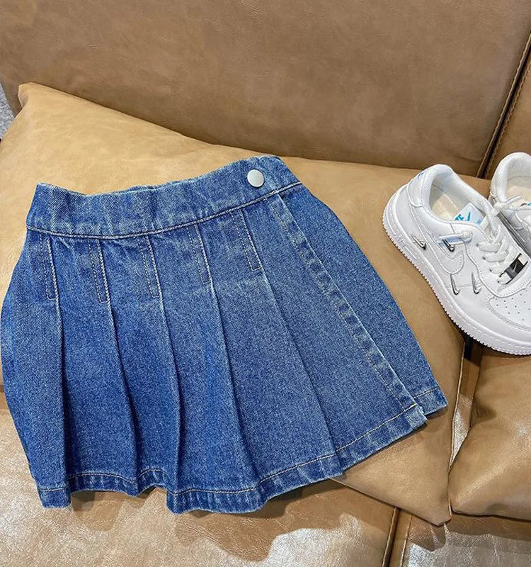 Girls Denim Skirt 2-16Y — Pleated Cozy Summer with Pockets - photo 5