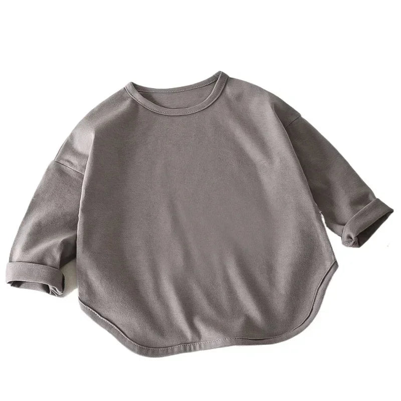 Baby and kids pure cotton long-sleeve basic tee, solid - Kindle Kids ABC - view 6