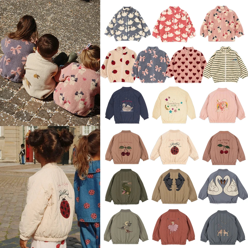 Baby Cotton Fleece Jacket — Lambswool Embroidered Coat | 6M–7Y