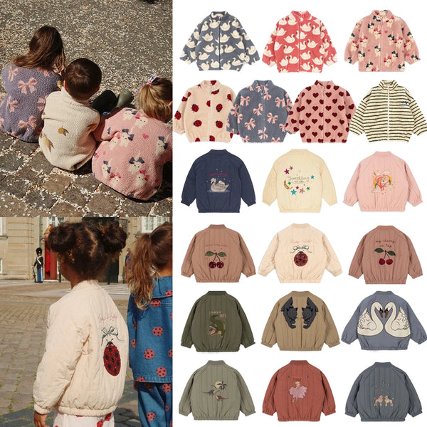 Baby Cotton Fleece Jacket — Lambswool Embroidered Coat | 6M–7Y