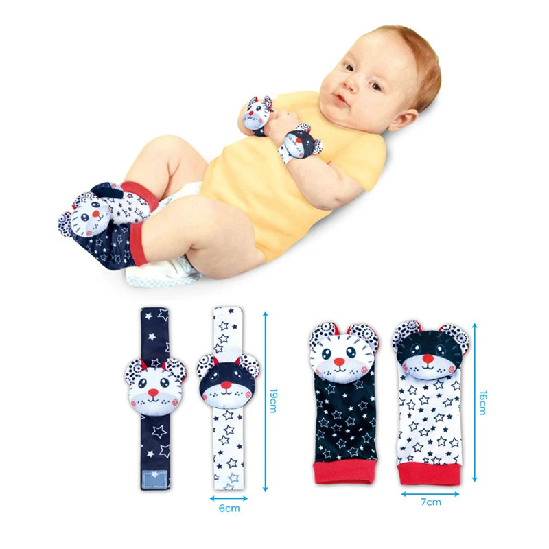Baby Wrist Rattles & Animal Socks Set – Sensory Toys for Newborns (0–12M)