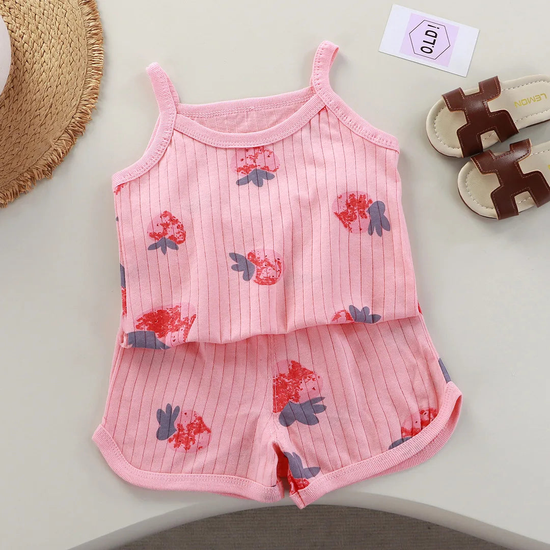 Girls' Tank & Shorts Set Square Collar - Kindle Kids ABC