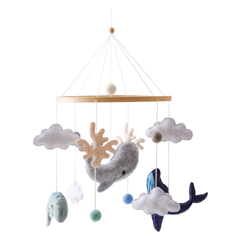 Wooden Crib Mobile with Bear, Moon & Stars — Nursery Bed Bell Toy