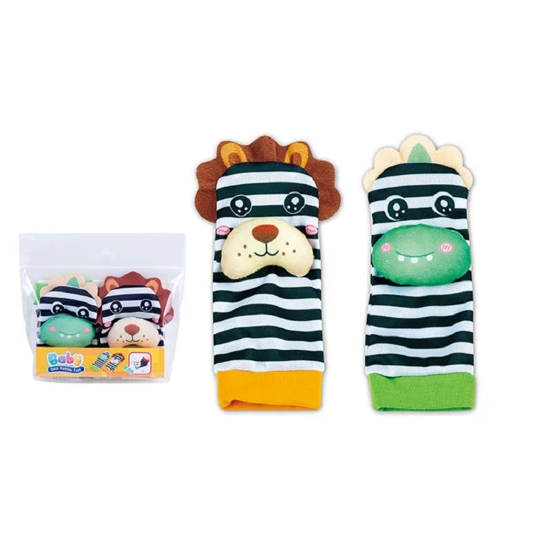 Baby Wrist Rattles & Animal Socks Set – Sensory Toys for Newborns (0–12M)