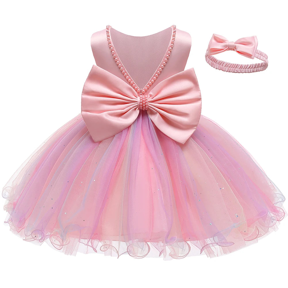 Baby Christening Princess Dress — Pearl Bodice & Tulle | 3M–2T - photo 8