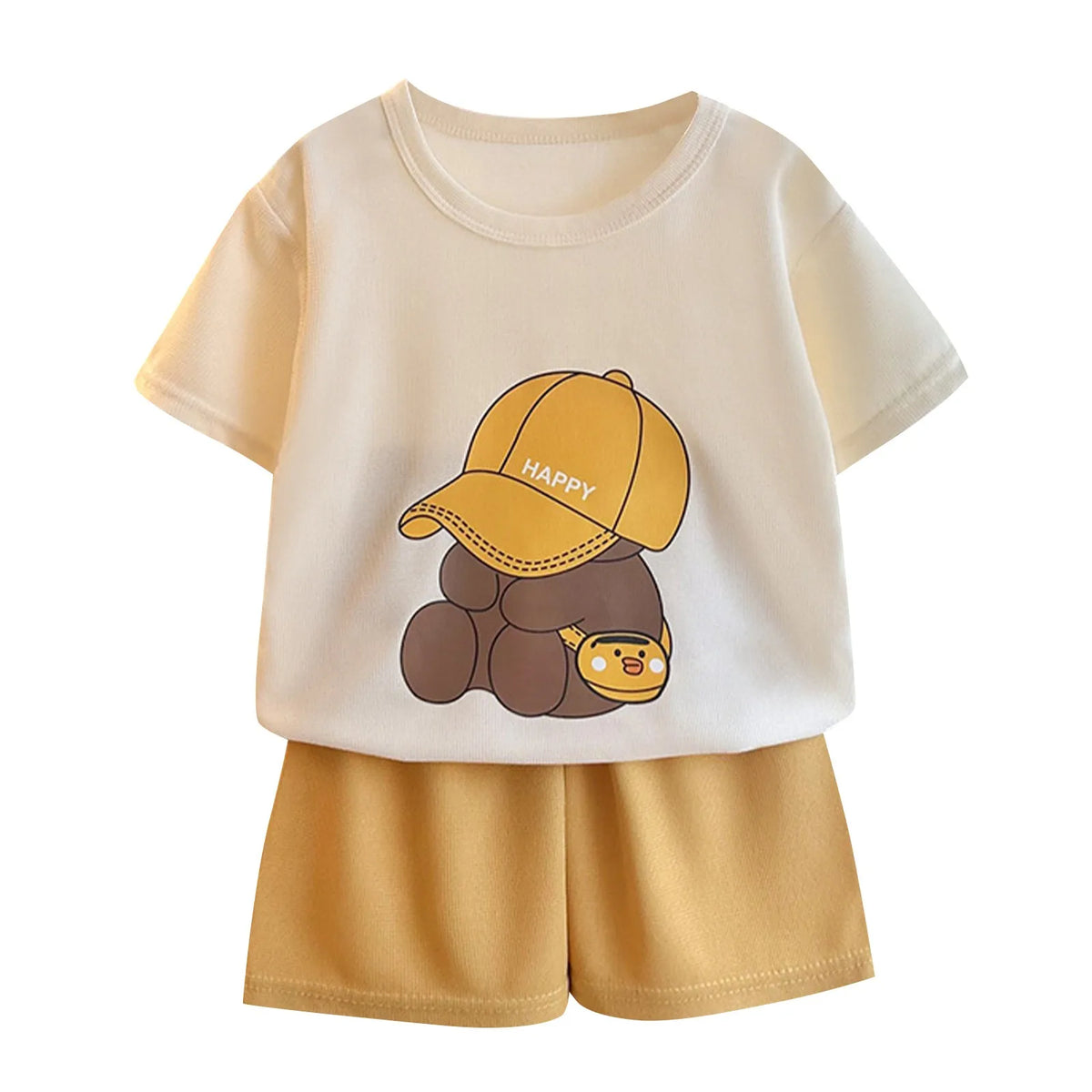 Boys' Bear Print Tracksuit Set – 2-Piece Cotton T-Shirt & Shorts - photo 4