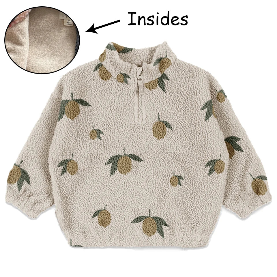 Baby Cotton Fleece Jacket — Lambswool Embroidered Coat | 6M–7Y