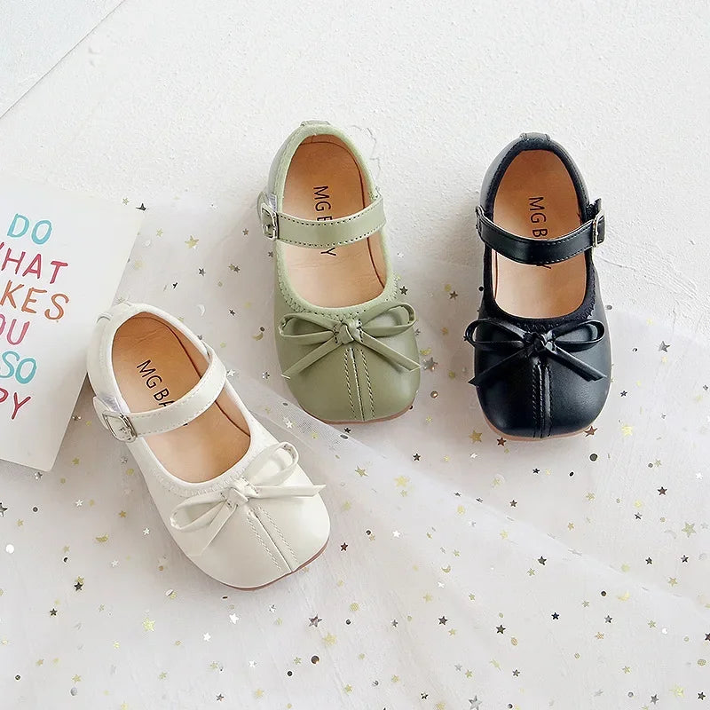Girls Mary Jane Shoes – Butterfly Bow PU Leather Flats | EU 21–30 - photo 2