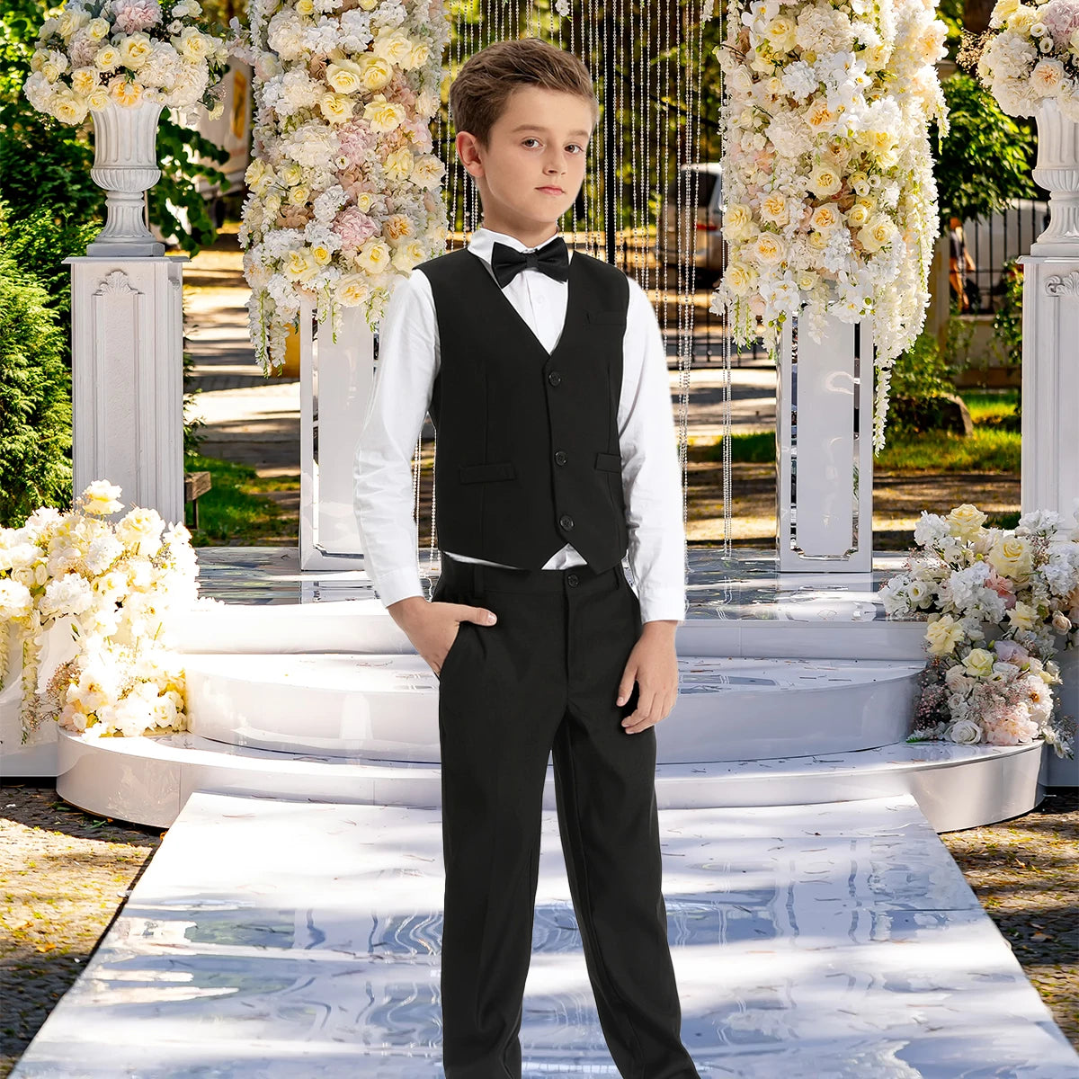 Boys Formal Vest Single-Breasted Waistcoat Wedding 4-16Y - photo 2