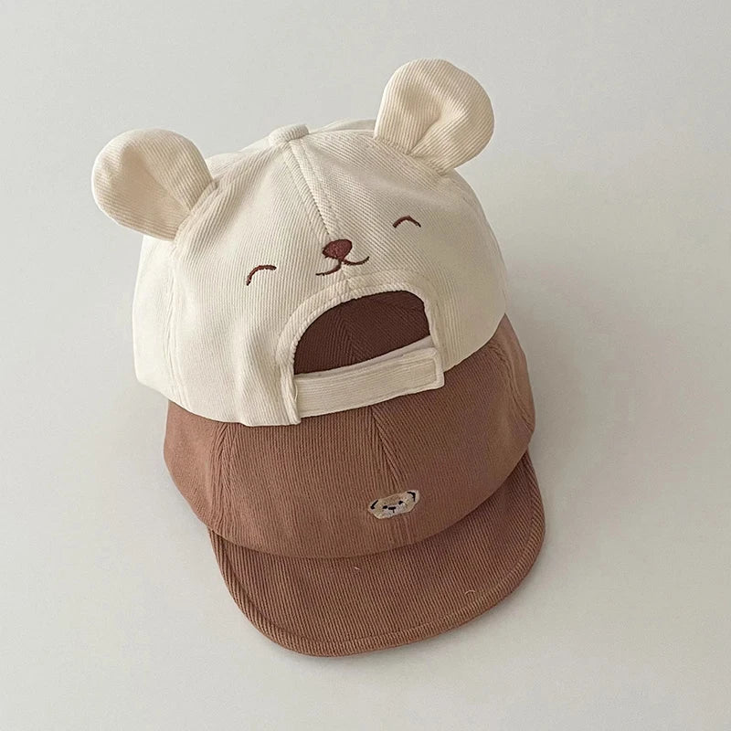 Baby Cotton Bear Baseball Cap — Cute Sun Hat with Ears | 0–7Y