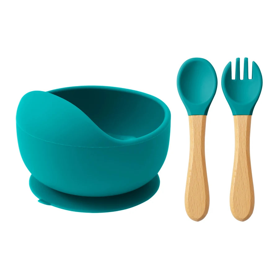 Baby Silicone Feeding Set — 3-Piece Suction Bowl, Spoon & Fork - photo 10
