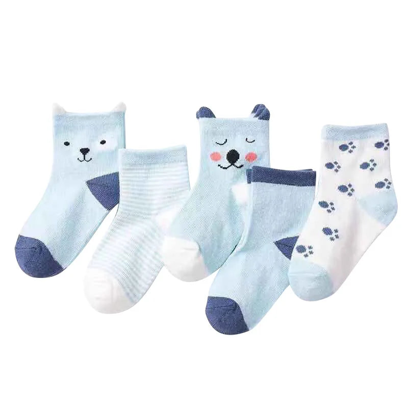 Kids Striped Cotton Socks - 5 Pairs Unisex All-Season - photo 8