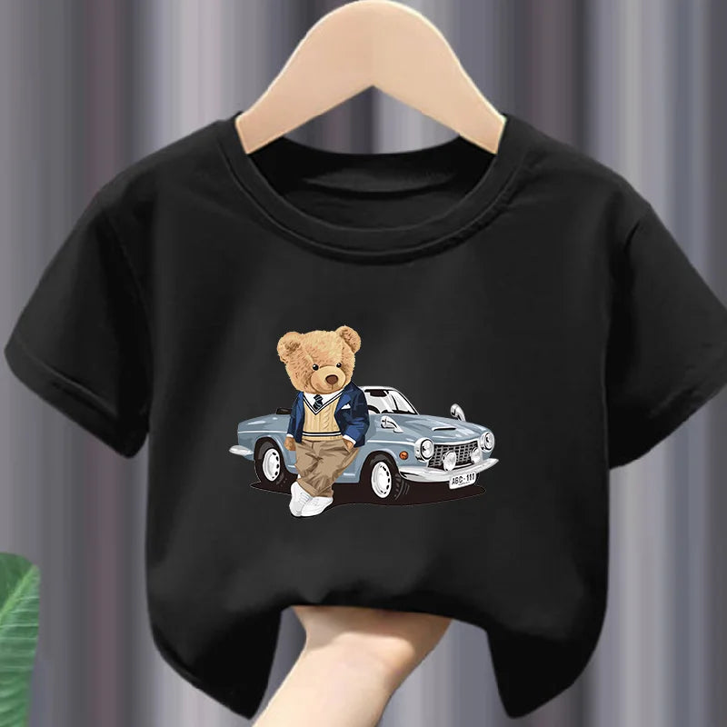 Teddy bear print cotton t-shirt, kids summer casual tee - Kindle Kids ABC - view 13