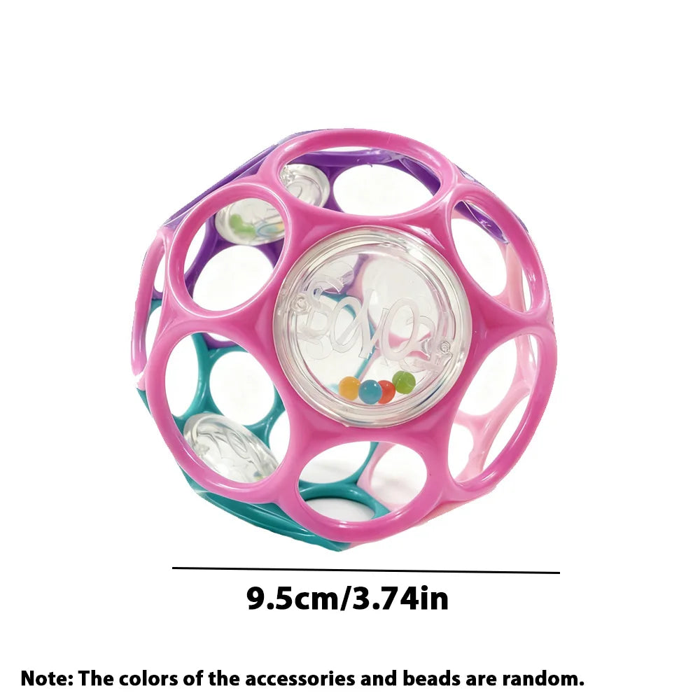 Soft baby grasping ball with bell sensory rattle toy