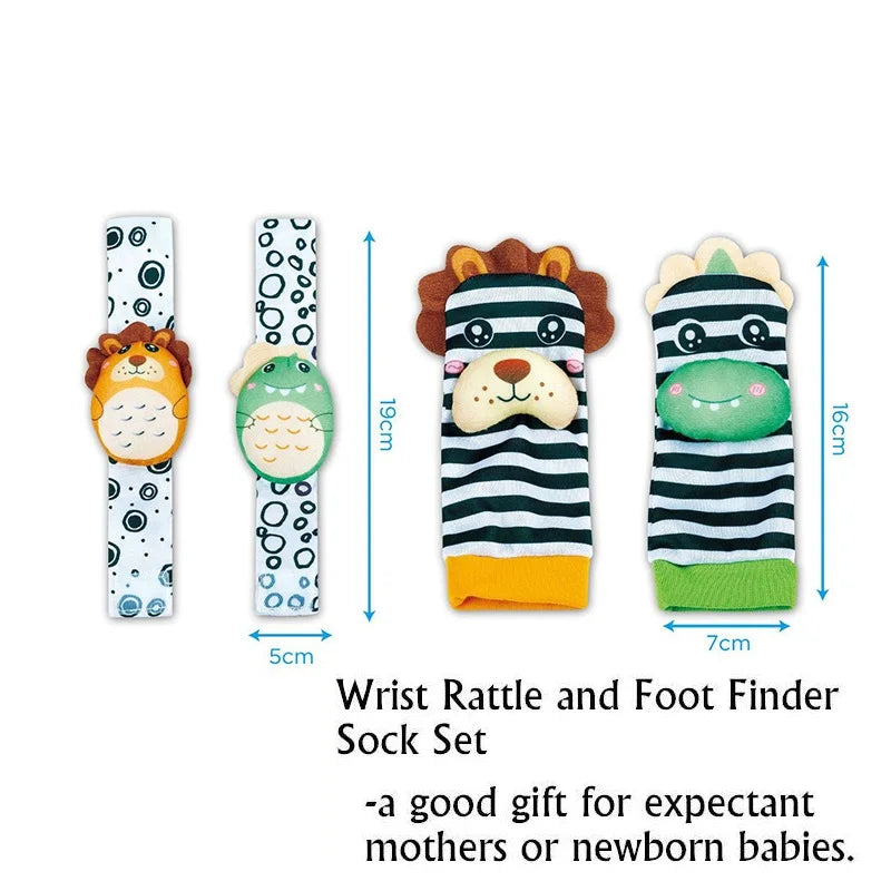 Baby Wrist Rattles & Animal Socks Set – Sensory Toys for Newborns (0–12M)
