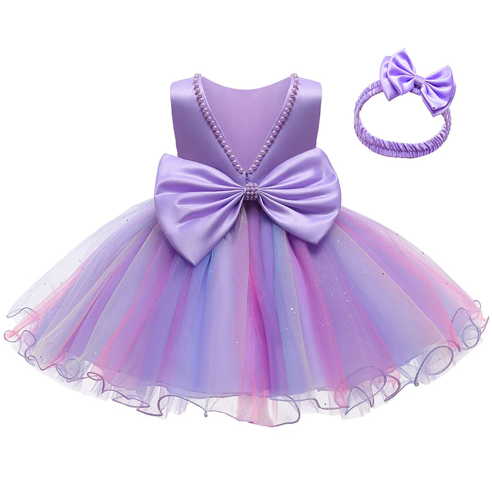 Baby Christening Princess Dress — Pearl Bodice & Tulle | 3M–2T - photo 10