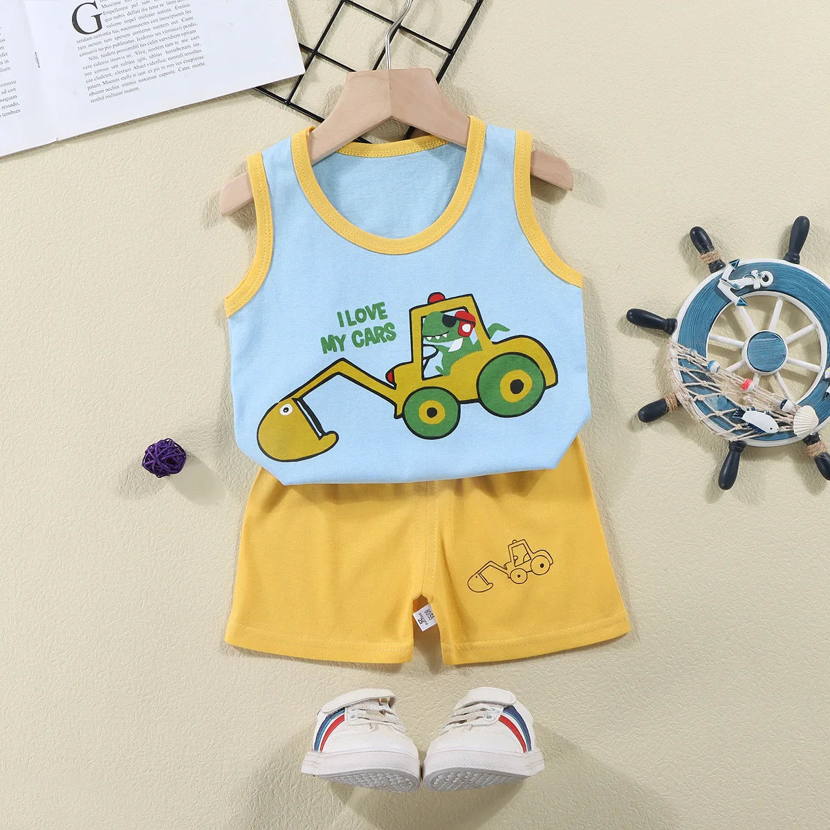Kids summer sleeveless vest and shorts cotton 2pc, ages 9M-6Y - photo 10