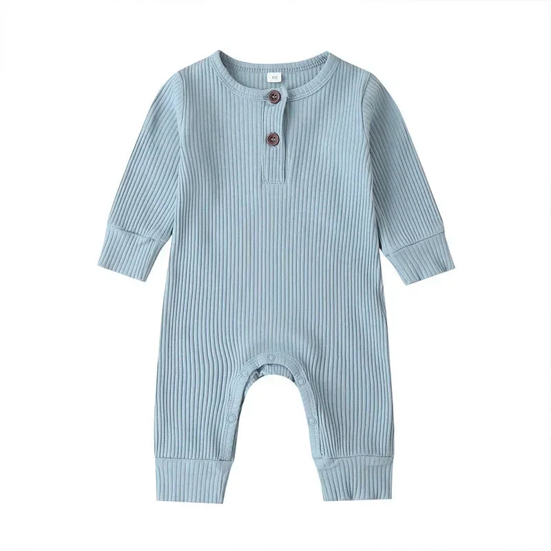 Ribbed cotton long-sleeve baby romper, unisex newborn playsuit - Kindle Kids ABC - view 6