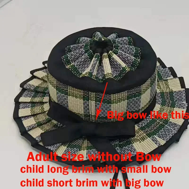 Panama Straw Sun Hat - Foldable Hand-Woven with Plaid Bow - Kids & Adults - photo 21