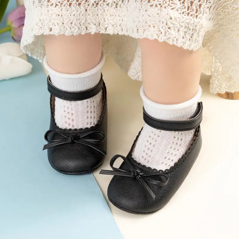 Baby Girls' Leather First Walker Shoes – Soft Sole Bow Flats (0–18M) - photo 6