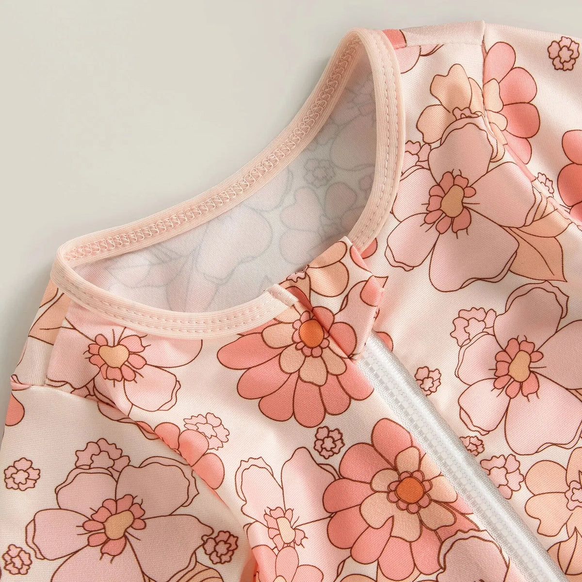 Baby girl flamingo print swimsuit jumpsuit with matching headband