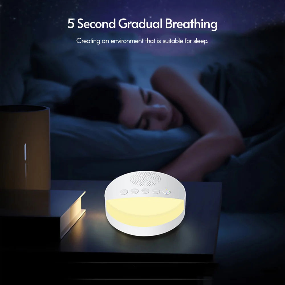 Baby white noise sleep machine USB rechargeable with timer and light