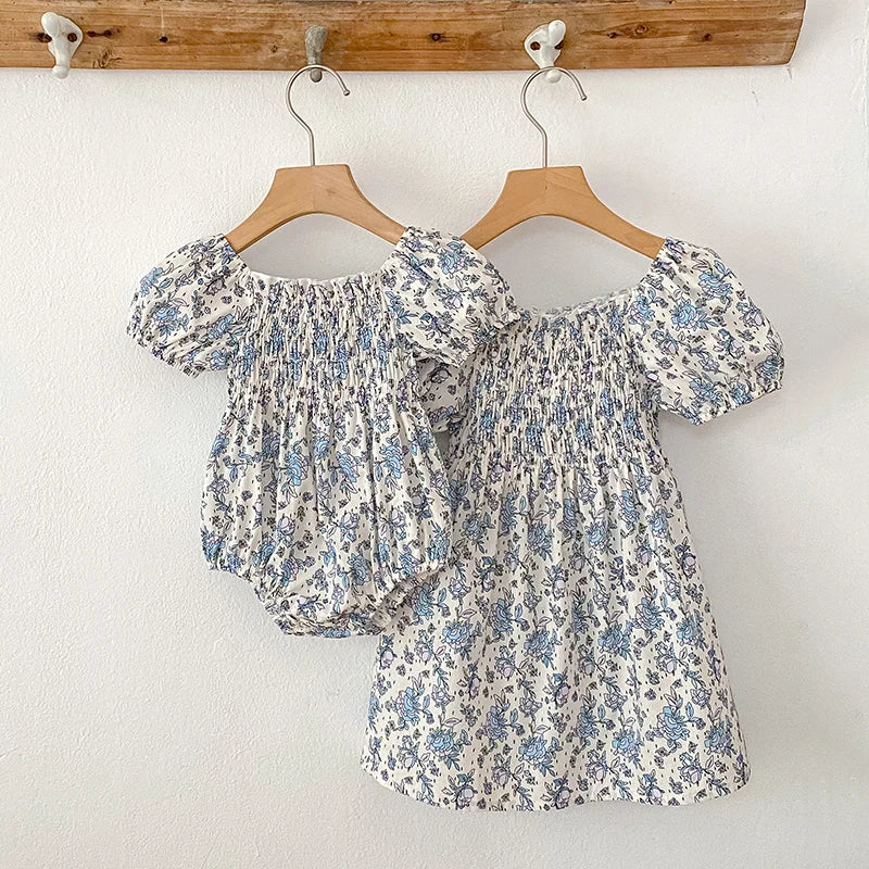 Girls Vintage Beach Dress — Cotton Floral Sister Set | 3M-6Y - photo 2