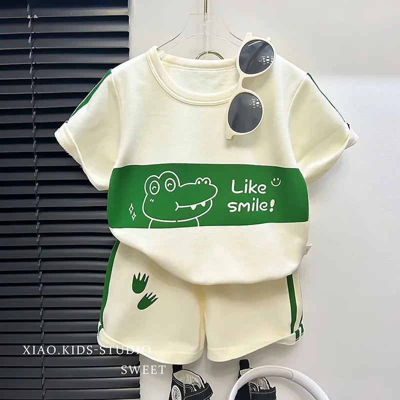 kids 2-piece striped summer t-shirt and shorts set - photo 4