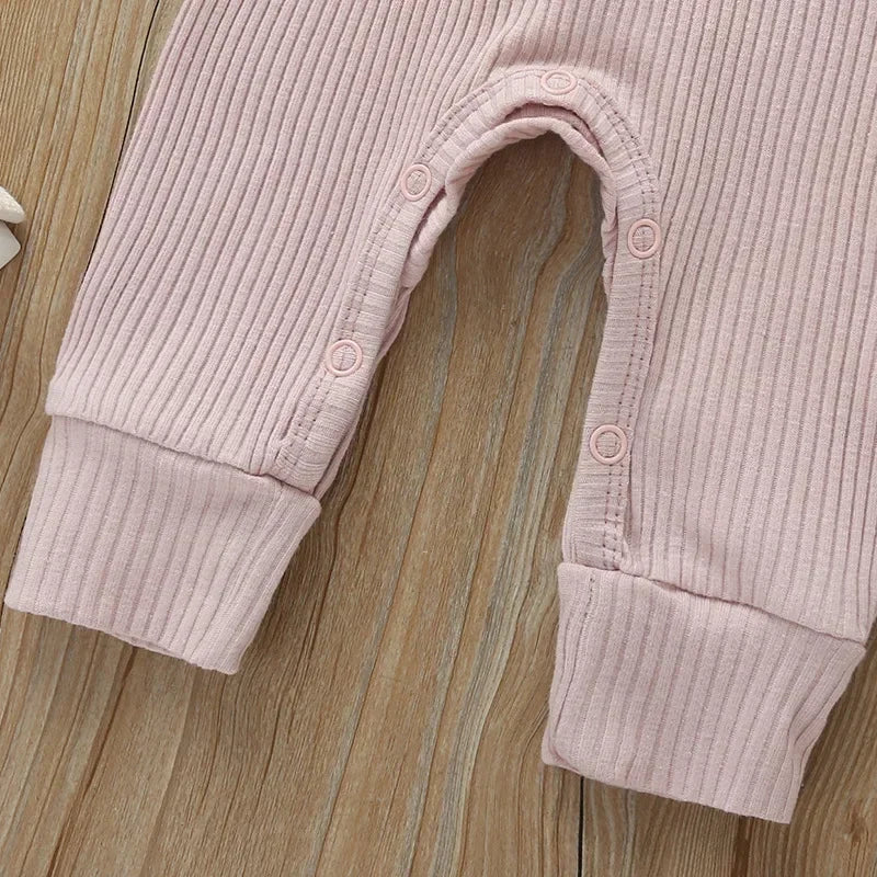 Ribbed cotton long-sleeve baby romper, unisex newborn playsuit - Kindle Kids ABC - view 3