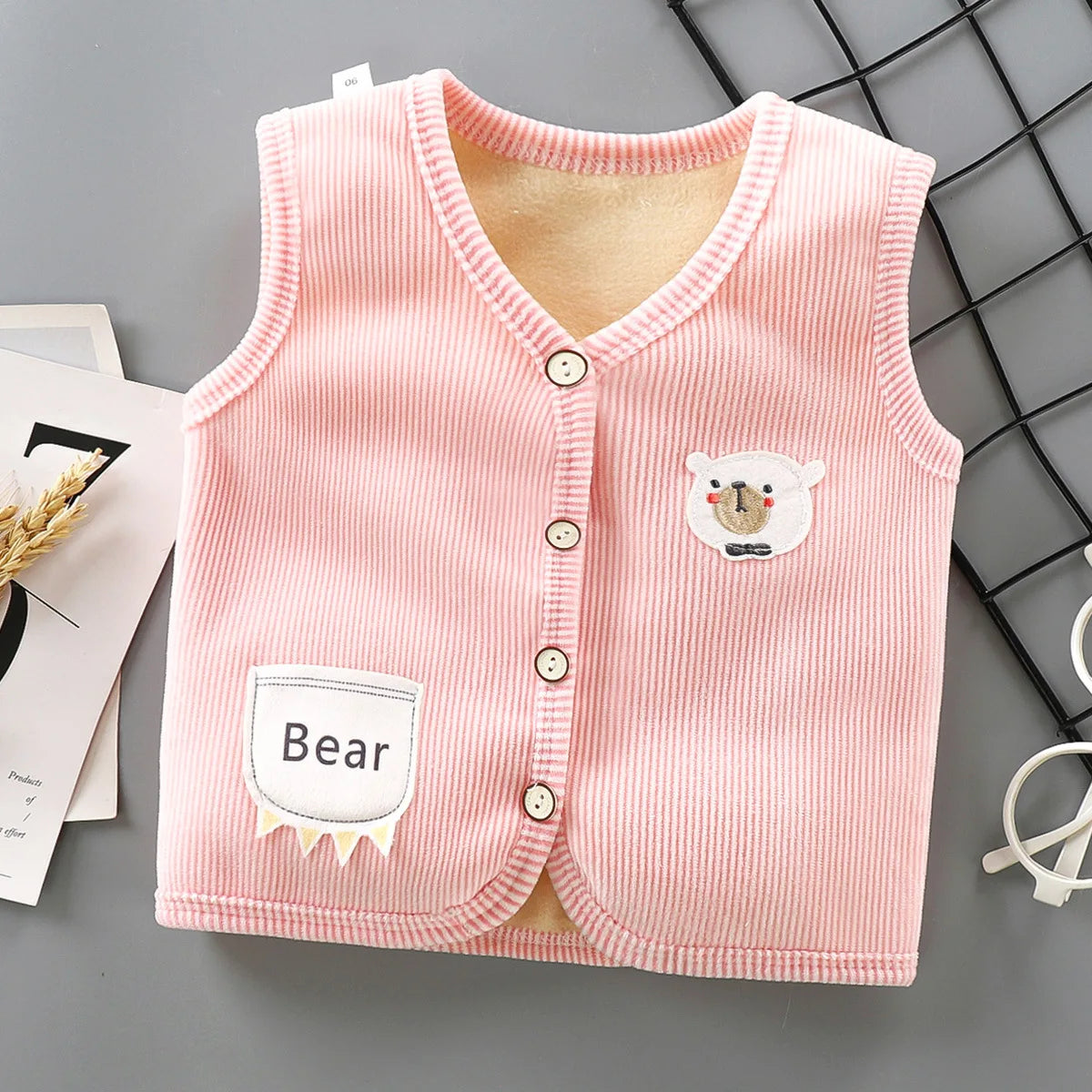 Kids Corduroy Padded Vest — Warm Sleeveless Jacket, Unisex - photo 3
