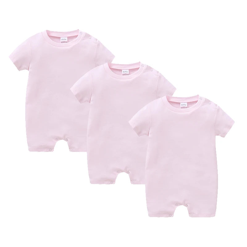 Unisex Cotton Baby Romper Bodysuit 0-12M Solid Colours Short Sleeve - photo 17