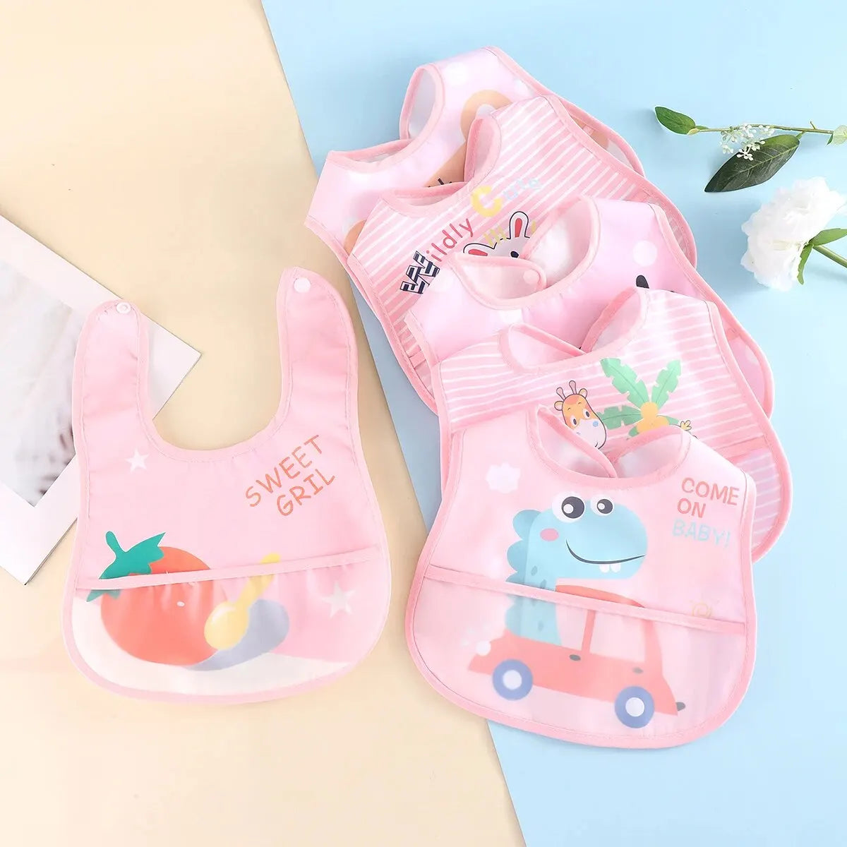 Baby Cartoon Animal Bibs – 3pcs/5pcs Waterproof Set | 0–3Y - photo 10