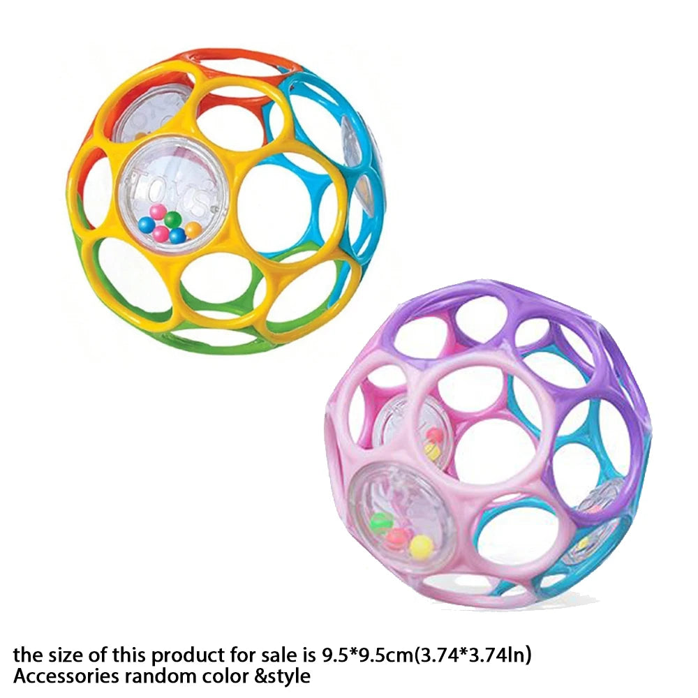 Soft baby grasping ball with bell sensory rattle toy