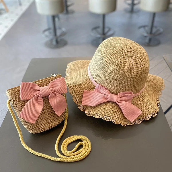 Kids Straw Sun Hat for Girls Summer Beach Cap 2-7 Years - photo 1