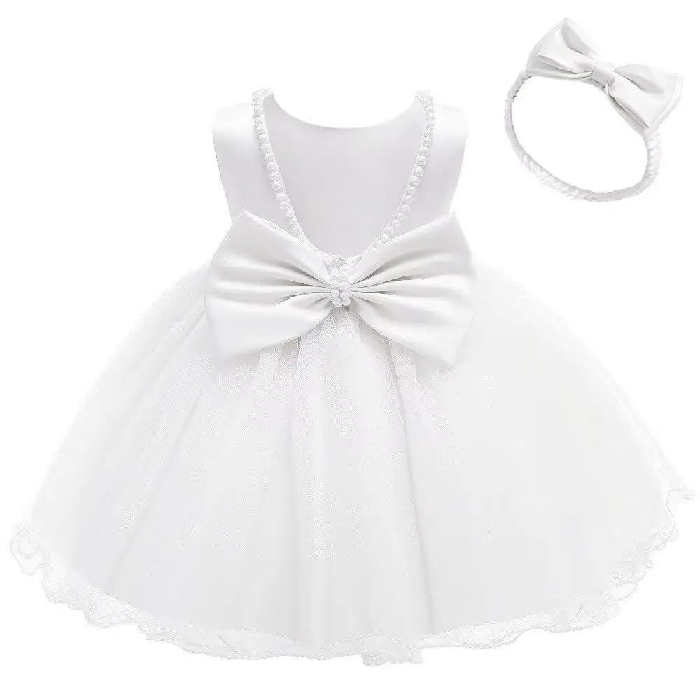 Girls' Beaded Backless Bow Dress with Headband - Kindle Kids ABC - view 5