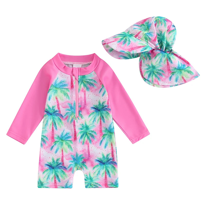 Baby Girls Rash Guard Swimsuit & Sun Hat Set — photo 8