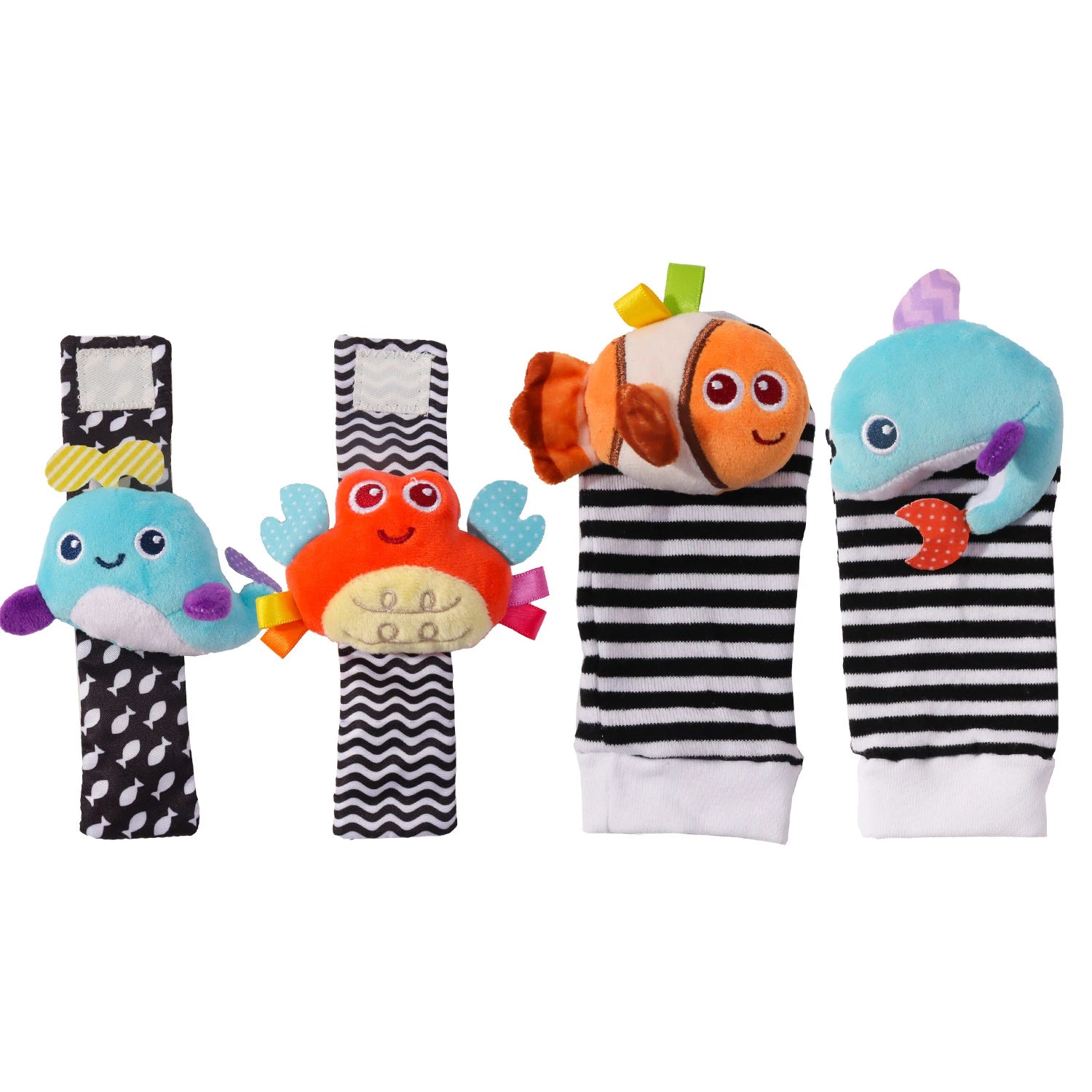 Baby Wrist Rattles & Animal Socks Set – Sensory Toys for Newborns (0–12M)