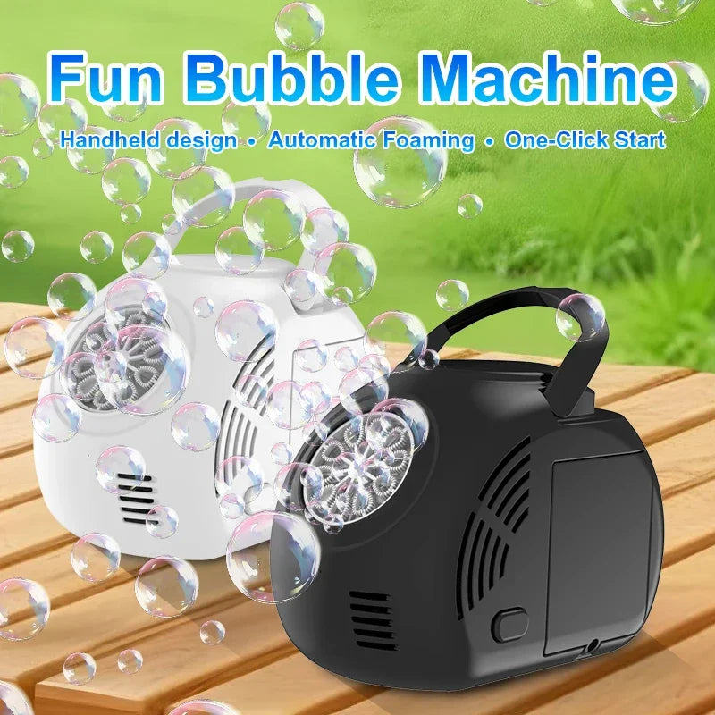 Handheld electric bubble blower machine toy for kids parties and outdoor play