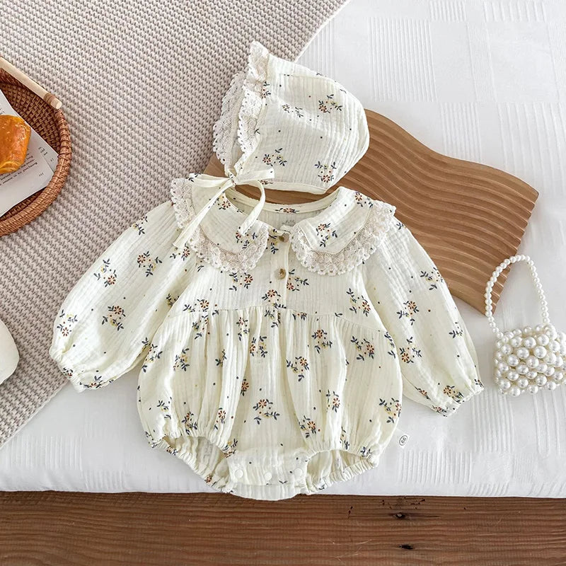 Floral Lace Cotton Baby Romper - Kindle Kids ABC - view 4