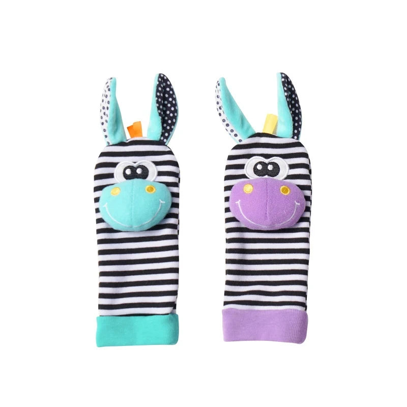 Baby Wrist Rattles & Animal Socks Set – Sensory Toys for Newborns (0–12M)